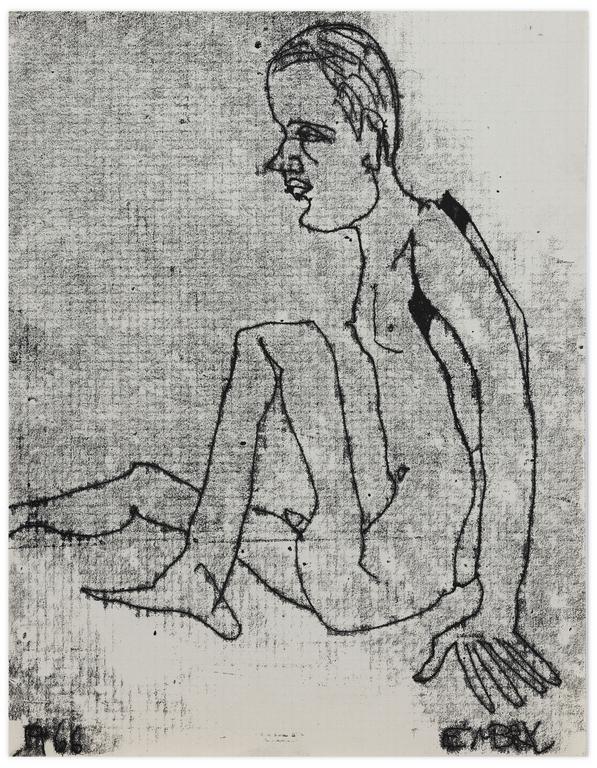 Catalogue raisonné, Norris Embry, Sans titre (Homme nu assis), 1966