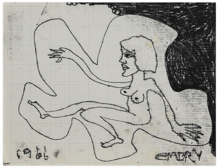Catalogue raisonné, Norris Embry, Sans titre (Femme nue assise), 1966