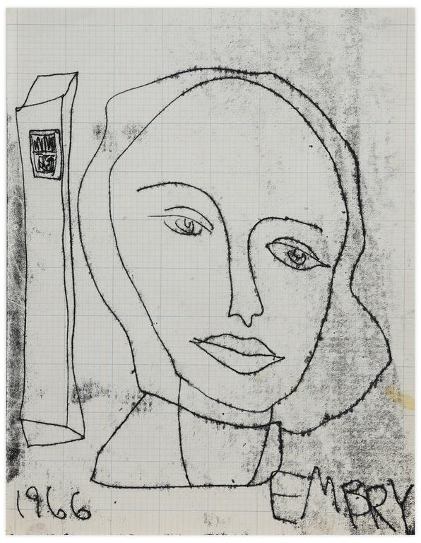 Catalogue raisonné, Norris Embry, Sans titre (Visage et colonne), 1966