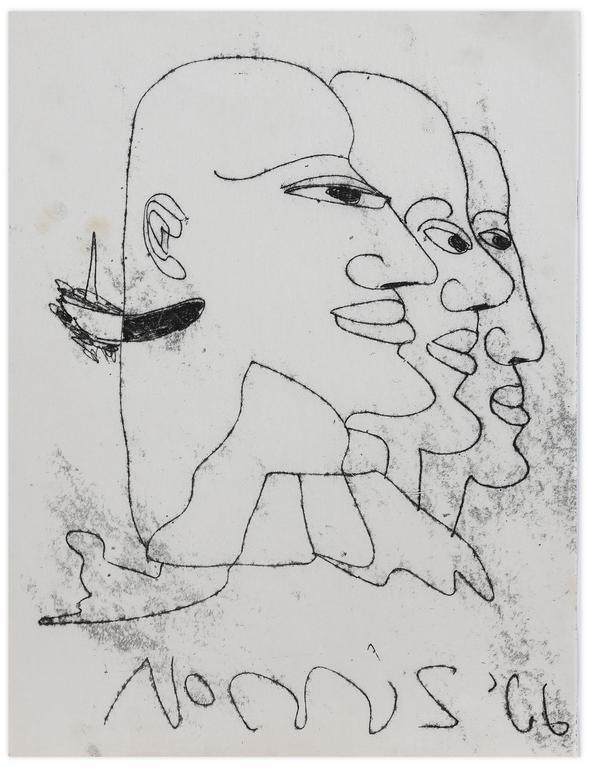 Catalogue raisonné, Norris Embry, Sans titre (Triple portrait d'homme de profil), 1966