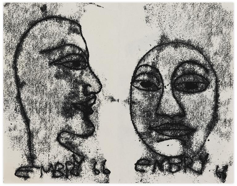 Catalogue raisonné, Norris Embry, Sans titre (Buste de profil à droite et masque de face), 1966