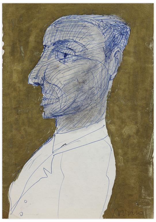 Catalogue raisonné, Norris Embry, Sans titre (Profil d'homme sur fond d'or), vers 1957-60