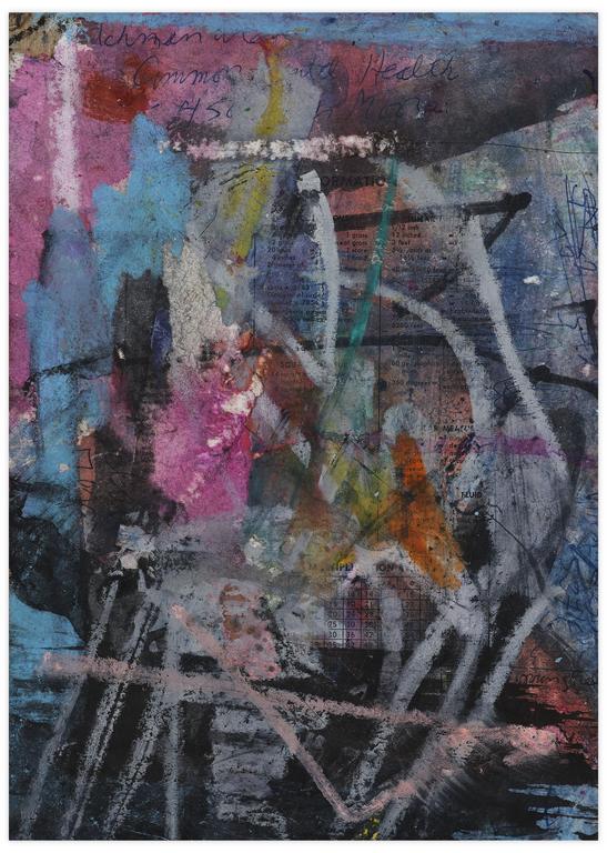Catalogue raisonné, Norris Embry, Sans titre (Composition abstraite bleu et rose), vers 1960-65