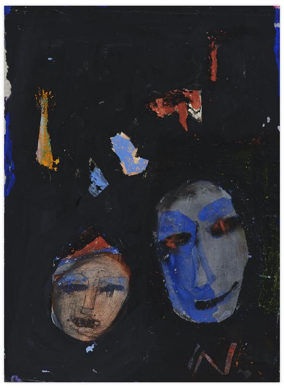 Catalogue raisonné, Norris Embry, Because of the Increasing Night (Deux masques sur fond noir), vers 1965