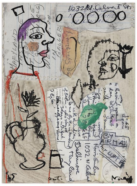 Catalogue raisonné, Norris Embry, Méfiez-vous...surtout de la ligne ivre (Deux profils et fleur dans une carafe), 14 octobre 1965