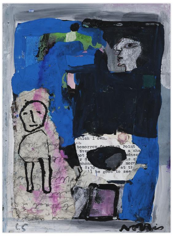 Catalogue raisonné, Norris Embry, Sans titre (Composition bleu et noir, personnage et profil), 1965