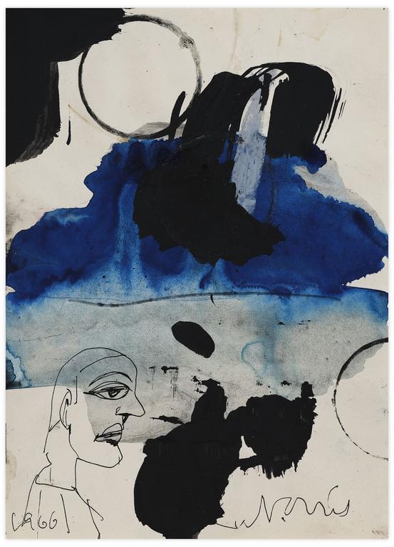 Catalogue raisonné, Norris Embry, Sans titre (Profil d'homme et cercles), 1966