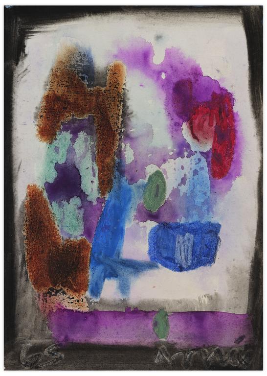 Catalogue raisonné, Norris Embry, Sans titre (Composition marron, bleu, mauve), 15 novembre 1965