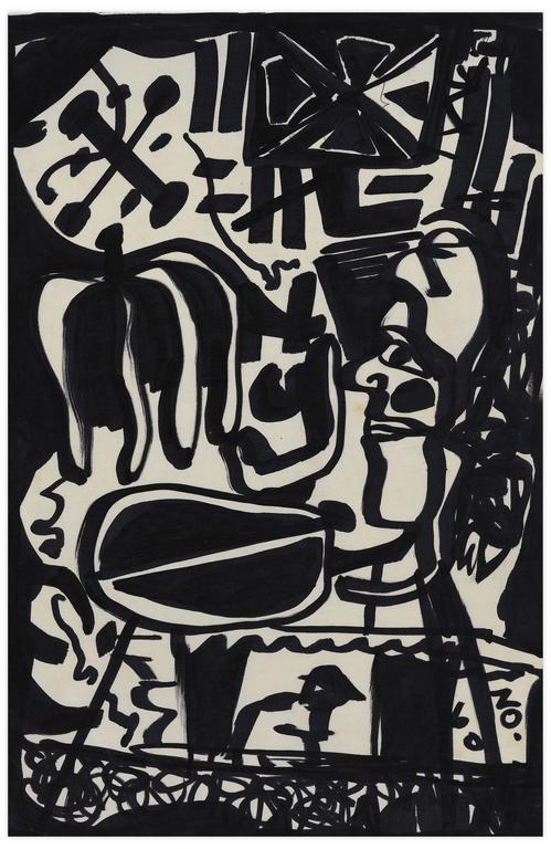 Catalogue raisonné, Norris Embry, Octopus Etc (Profil noir), 1960