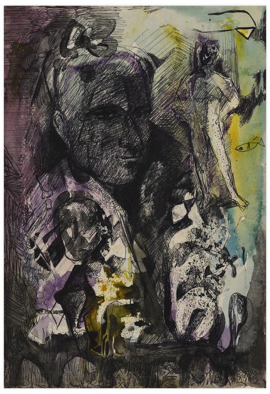 Catalogue raisonné, Norris Embry, Sans titre (Portrait d'homme de trois-quart, étude d'homme en pied), vers 1959-60