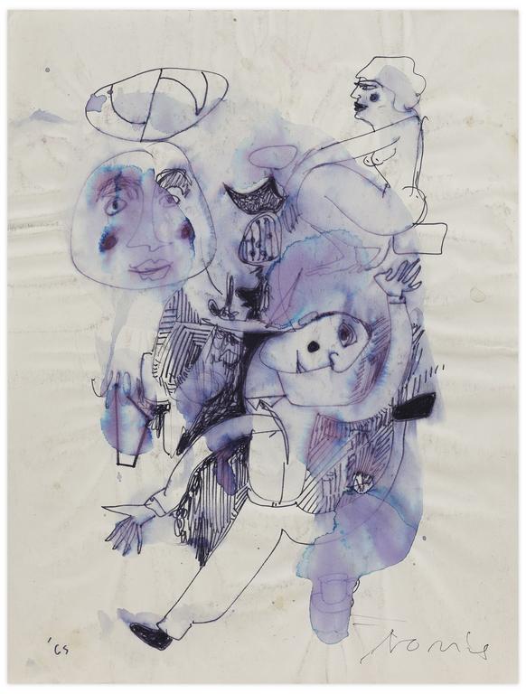Catalogue raisonné, Norris Embry, Sans titre (Trois figures en bleu), 1965