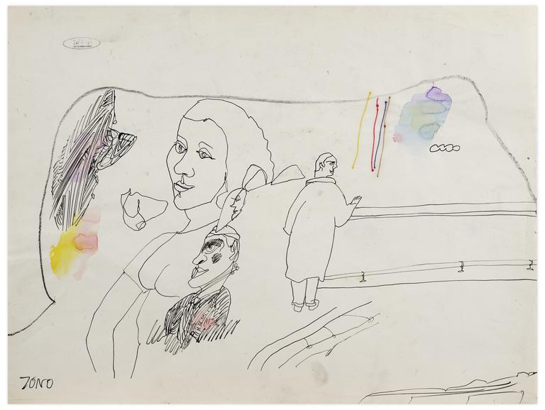 Catalogue raisonné, Norris Embry, Sans titre (Homme au comptoir), 1970