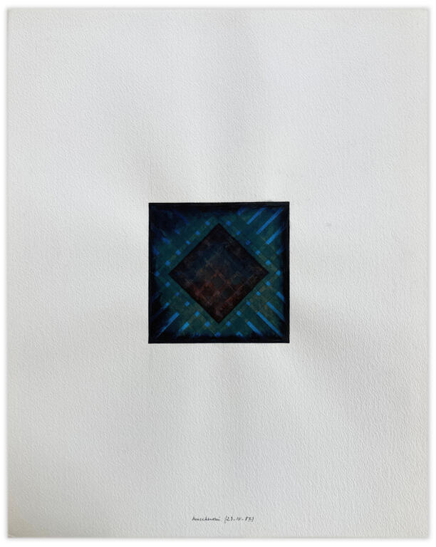 Catalogue raisonné, Henri Maccheroni, Cartouche, Egypte-bleu 3ème série, variation Olizane - 1987
