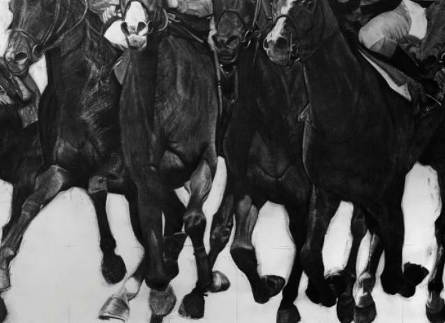 JoÃ«l Person, Les chevaux de l'apocalypse 2 et 3, 2020, fusain sur papier. Collection de l'artiste Â© Frederic Fontenoy