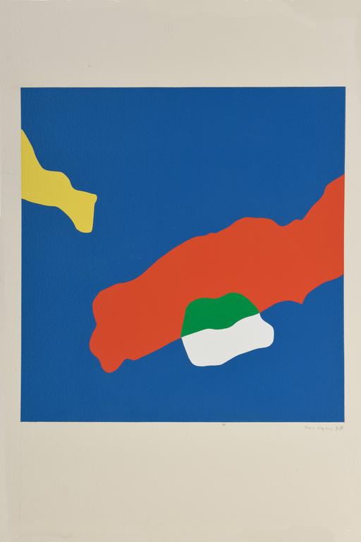 Jean Legros, Pochoir, Nuages (vert blanc sur rouge), 1978