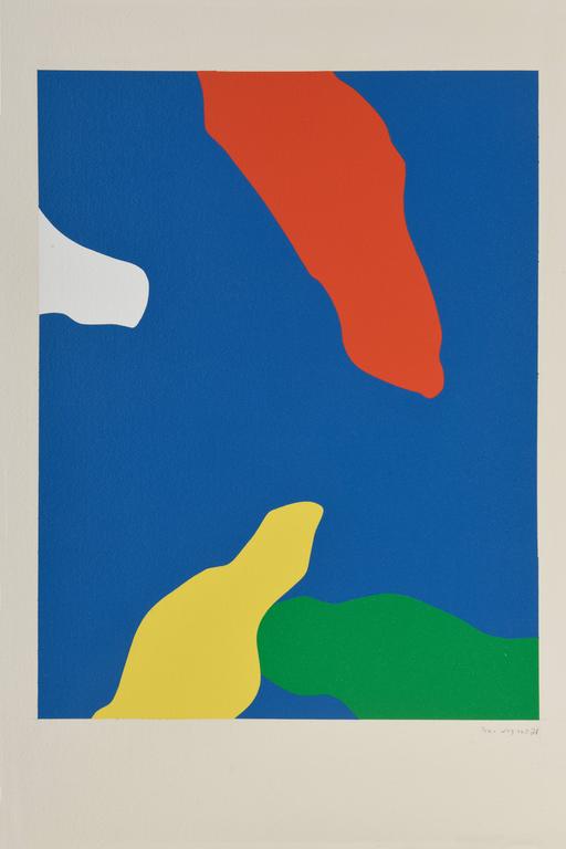 Jean Legros, Pochoir, Nuages (vert jaune rouge blanc), 1978