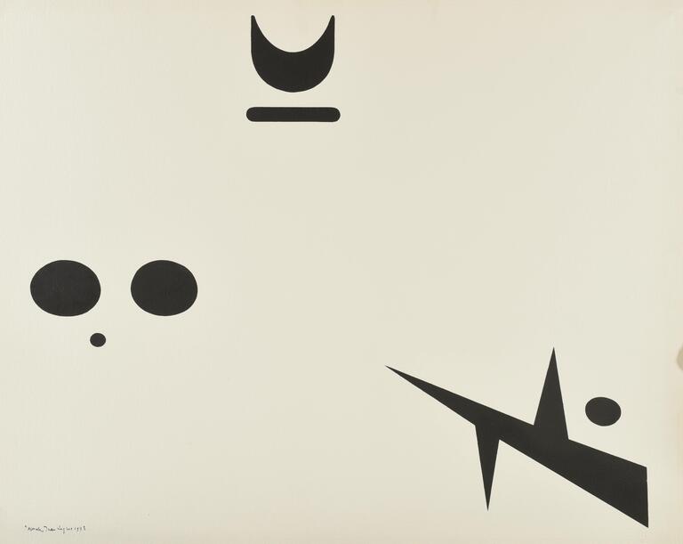 Catalogue raisonné, Jean Legros, Pochoir Astrale (7 formes noires), 1973