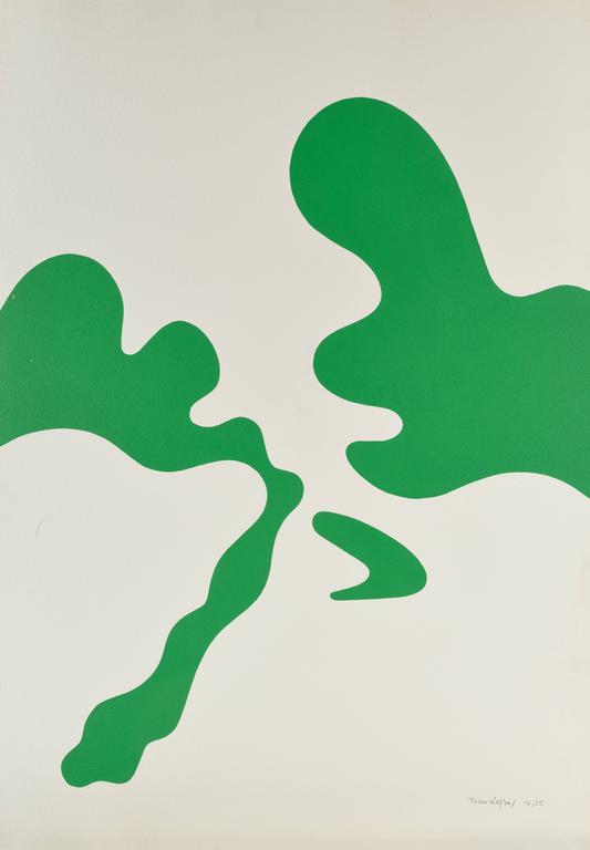 Catalogue raisonné, Jean Legros, Pochoir, Composition aux trois formes vertes, 1972