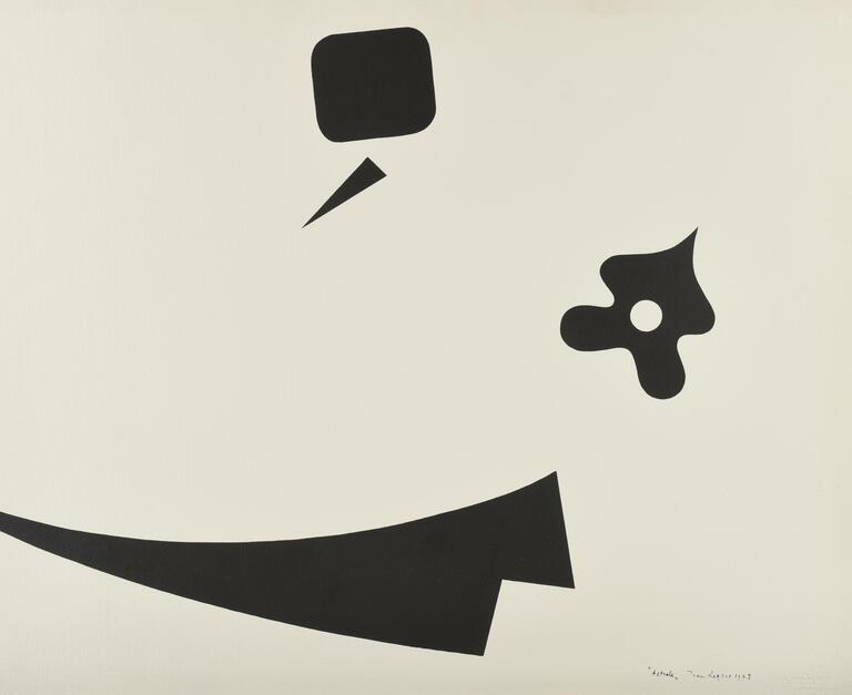 Catalogue raisonné, Jean Legros, Pochoir Astrale (4 formes noires), 1973