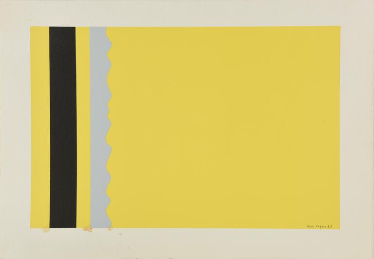 Catalogue raisonné, Jean Legros, Pochoir, Composition à bandes (jaune, noir, jaune), 1973