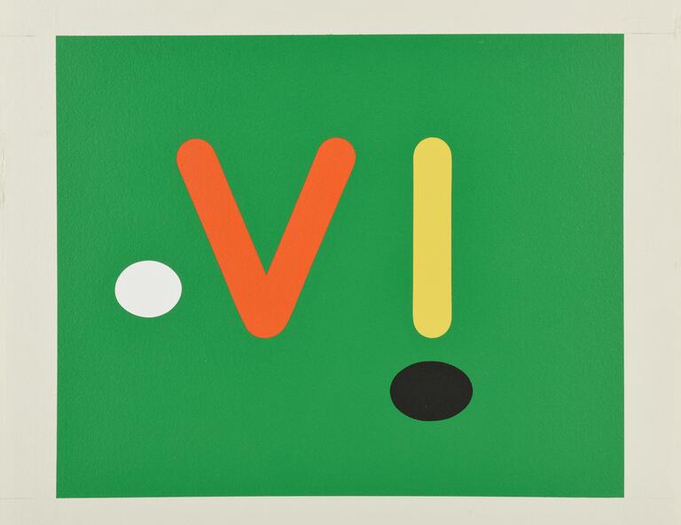 Catalogue raisonné, Jean Legros, Pochoir (oiseau rouge, verticale jaune et points)