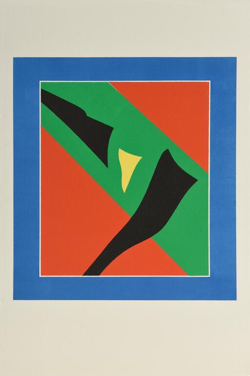 Catalogue raisonné, Jean Legros, Pochoir sans titre au contour bleu