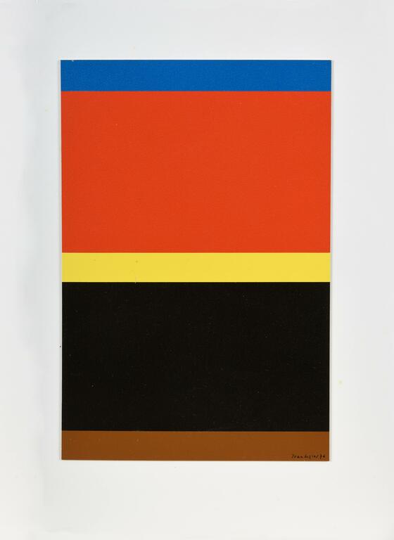 Jean Legros, Maquette pour Toile à bandes (bleu, rouge, jaune), 1976