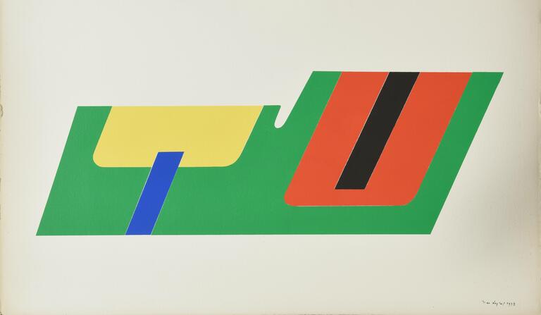 Catalogue raisonné, Jean Legros, Pochoir sans titre (couleurs sur forme verte), 1973
