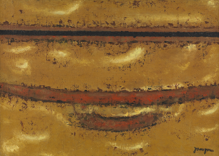 Fond ocre et lignes rouges