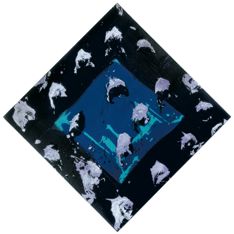 Catalogue raisonné, Carré bleu, coulée verte, taches mauves - 1980