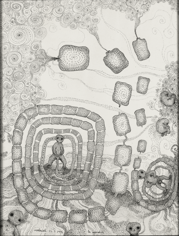 Dessin au personnage et boyaux