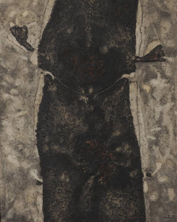 Robert Malaval, Trémoussement abdominal - 1960 forme sombre sur fond gris