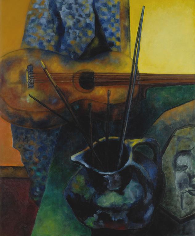 Catalogue raisonné, Brigitte Moreau Serre, Nature morte à la guitare et au pot de pinceaux