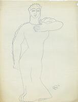 Dessin la porteuse de fruits, corps entier. Calque 24x31 cm 