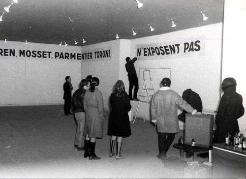 BMPT, 2e action, 18 Salon de la Jeune Peinture, 1967. Banderole de fin d'exposition