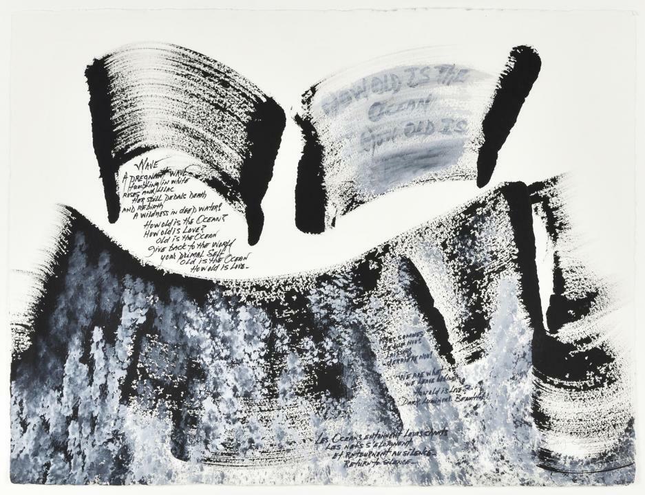 "How old is the Ocean", 2019. Encre de Chine et gouache sur papier Arches, 57,5 x 76 cm