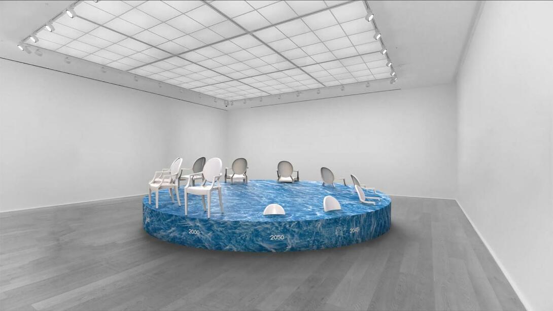 Luc Lapraye, Hou là là il va faire vraiment très chaud !, 2019, Impression numérique, 5 x 5 x 1,4 m