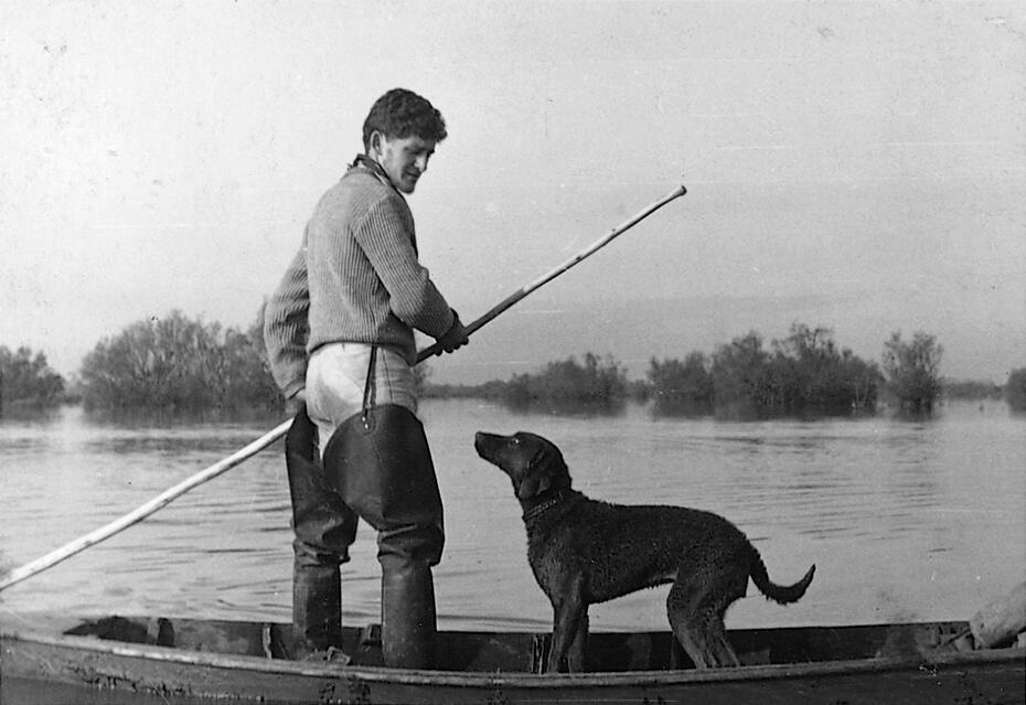 Toni Grand et sa chienne Draga, circa 1957