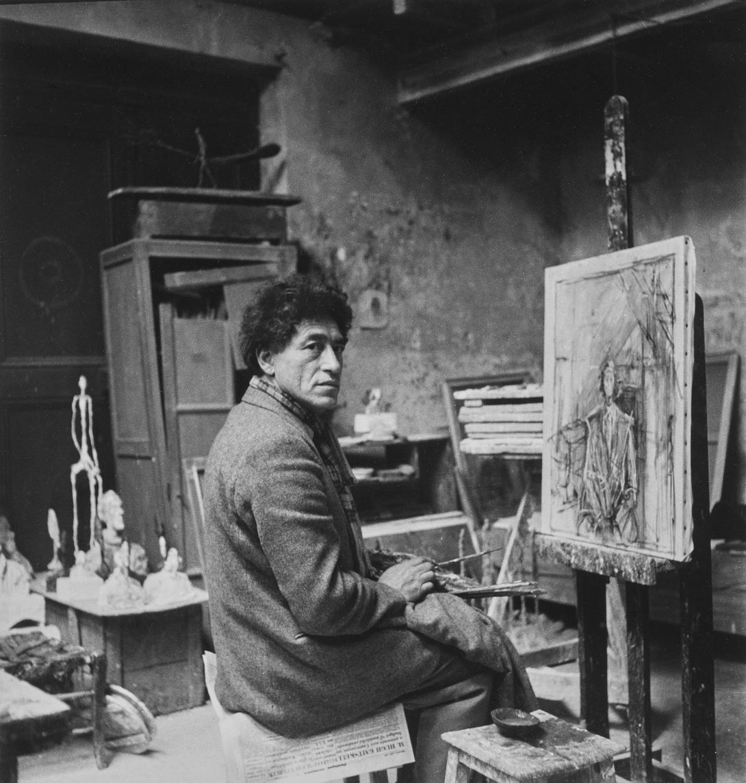 Michel Sima (1912-1987), Portrait d'Alberto Giacometti dans son atelier rue des Archives, Paris, 1953, 2003, tirage argentique ca. 2000 d'après le négatif original, image : 28 x 26,5, feuille : 40,5 x 30,3, encadrée : 52 x 42 cm