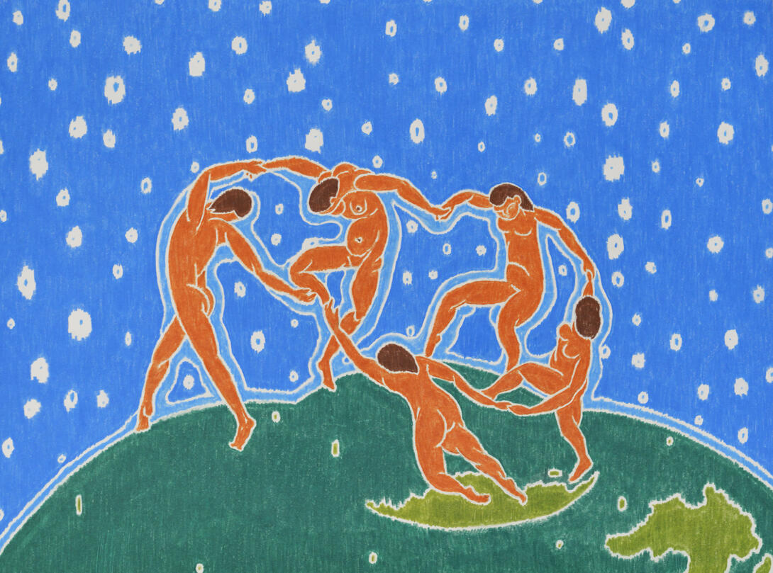 José Cori, The dance (reproduction) And there is only the dance, 2022, polychrome pencils on paper