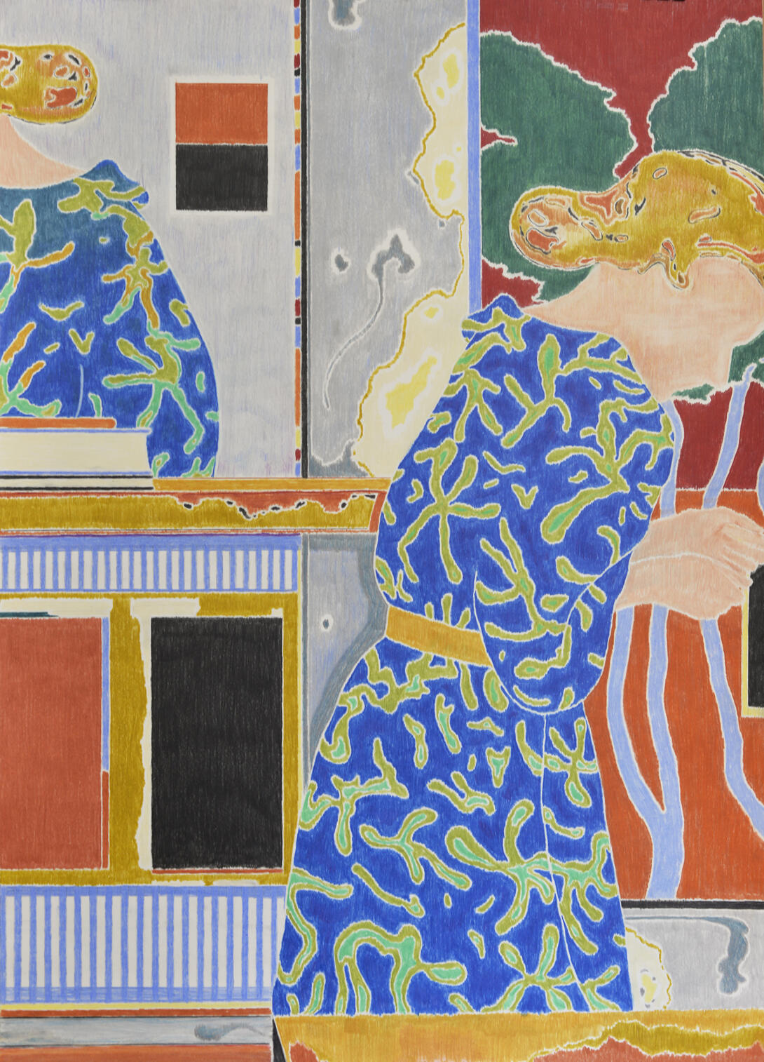 José Cori, The woman, colored pencils on paper, 2022